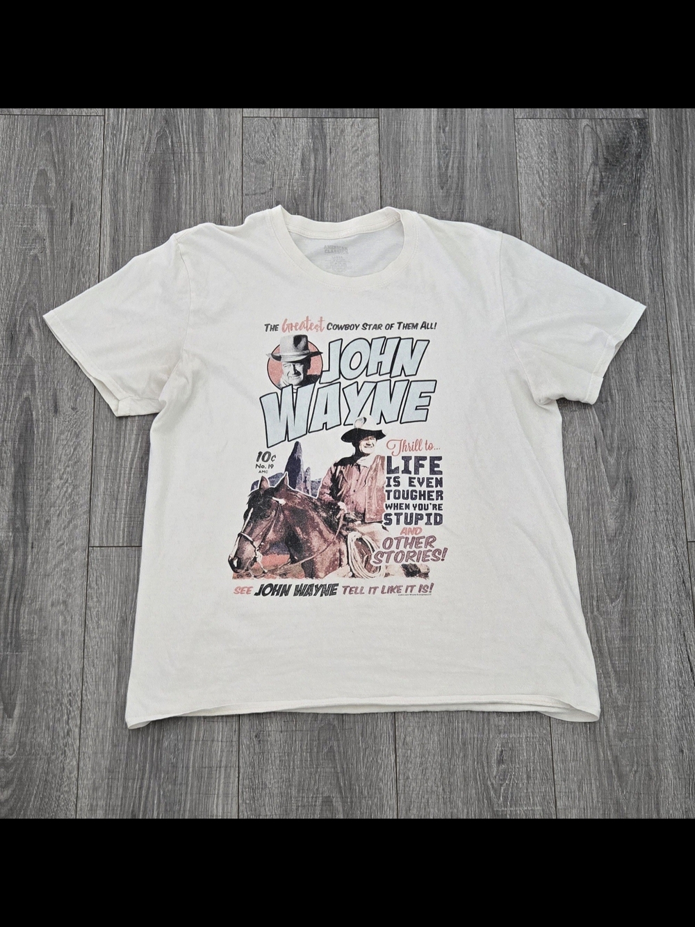 John Wayne American Classics Graphic T Shirt Men’s Large Cowboy Western Quote T